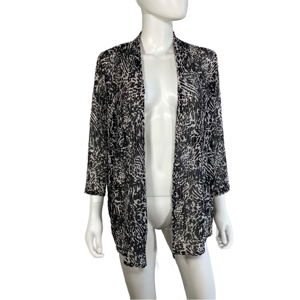 White Stag Black White Animal Print Open Front Cardigan